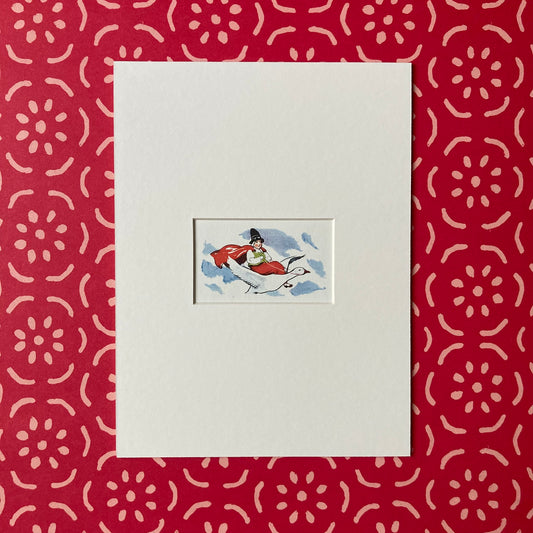 1950s Old Mother Goose Mounted Print ~ 8 x 6"