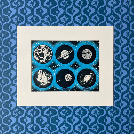 1950s Space Through a Telescope Mounted Print ~ 10 x 12"