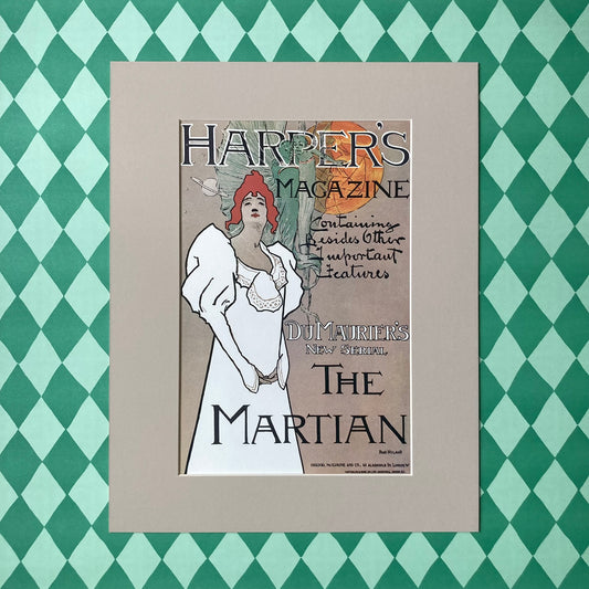 1970s Harper's Magazine Martian Mounted Print ~ 11 x 14"