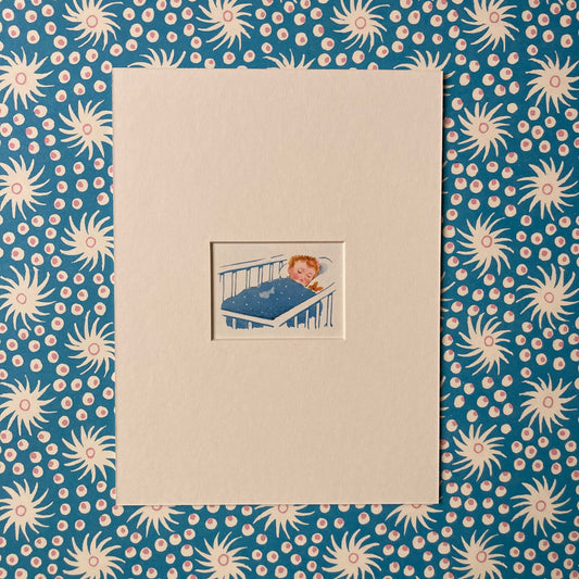 1950s Sleeping Baby Mounted Print ~ 8 x 6"