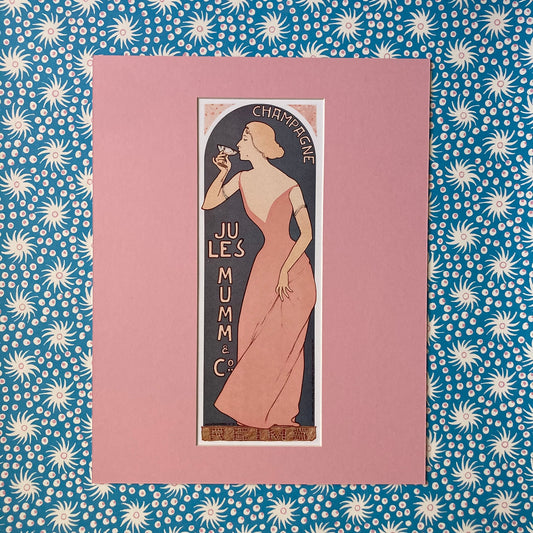 1970s French Champagne Mounted Print ~ 11 x 14"