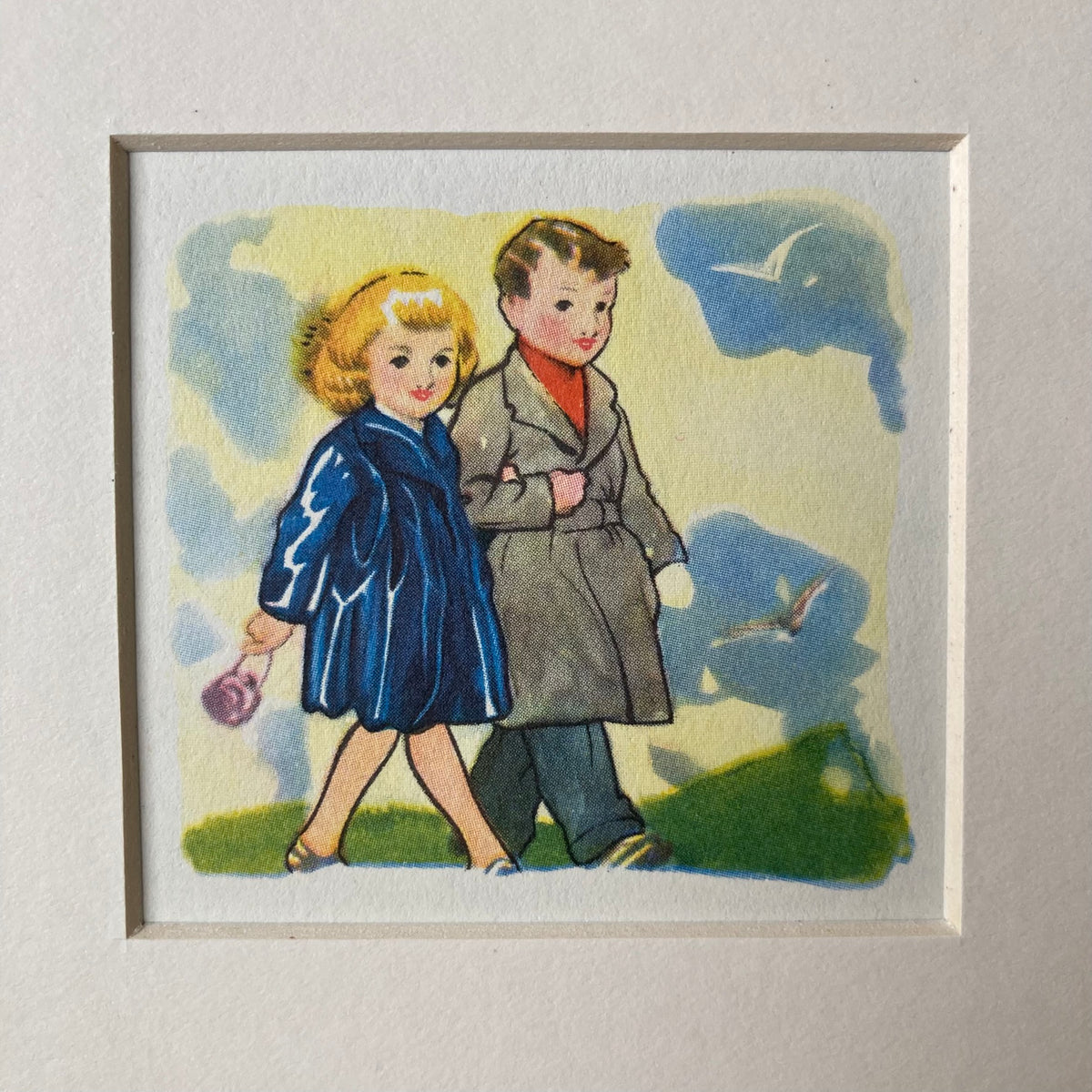 1950s Strolling Pair Mounted Print ~ 8 x 6"
