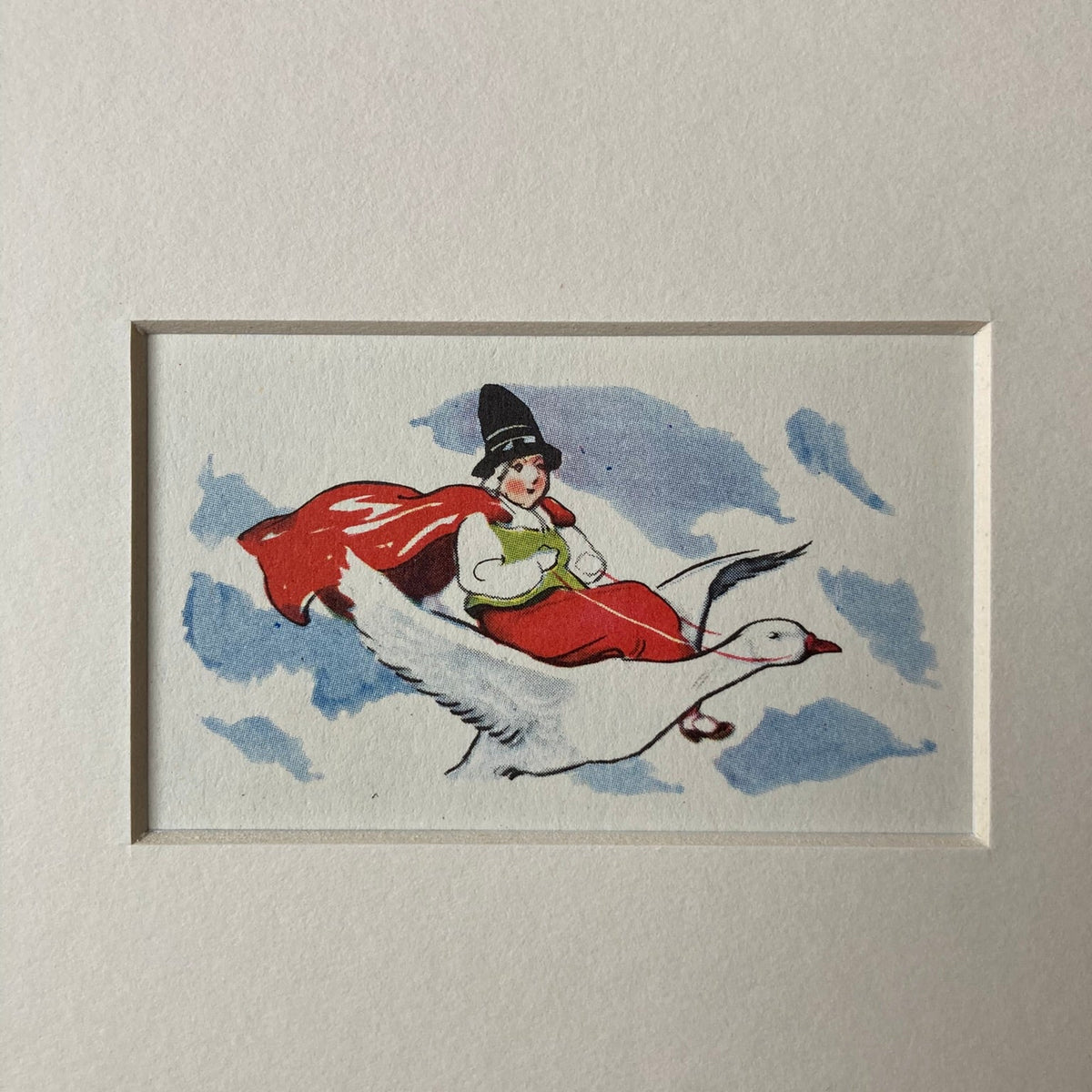 1950s Old Mother Goose Mounted Print ~ 8 x 6"