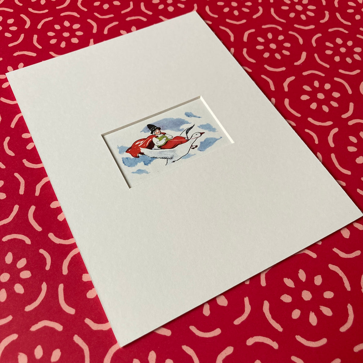 1950s Old Mother Goose Mounted Print ~ 8 x 6"