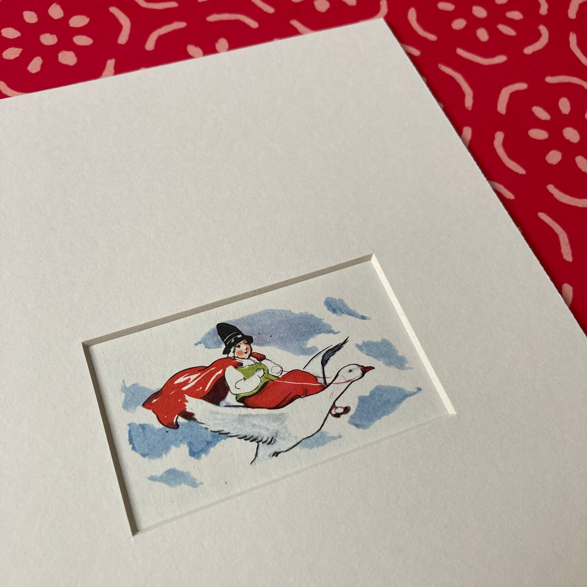 1950s Old Mother Goose Mounted Print ~ 8 x 6"