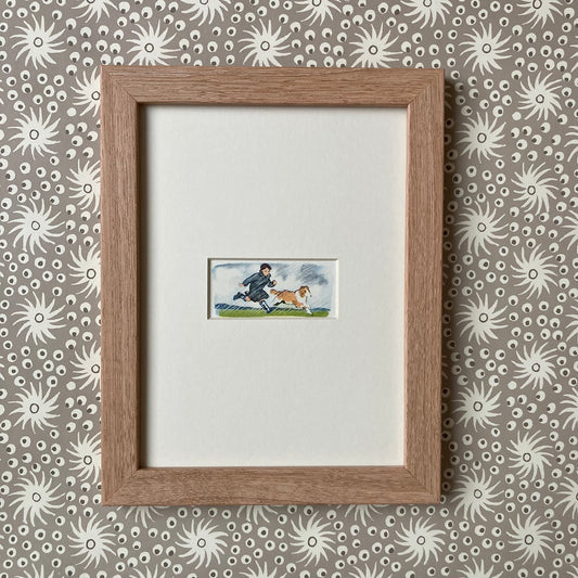 1950s Boy & Dog Mounted Print ~ 8 x 6"