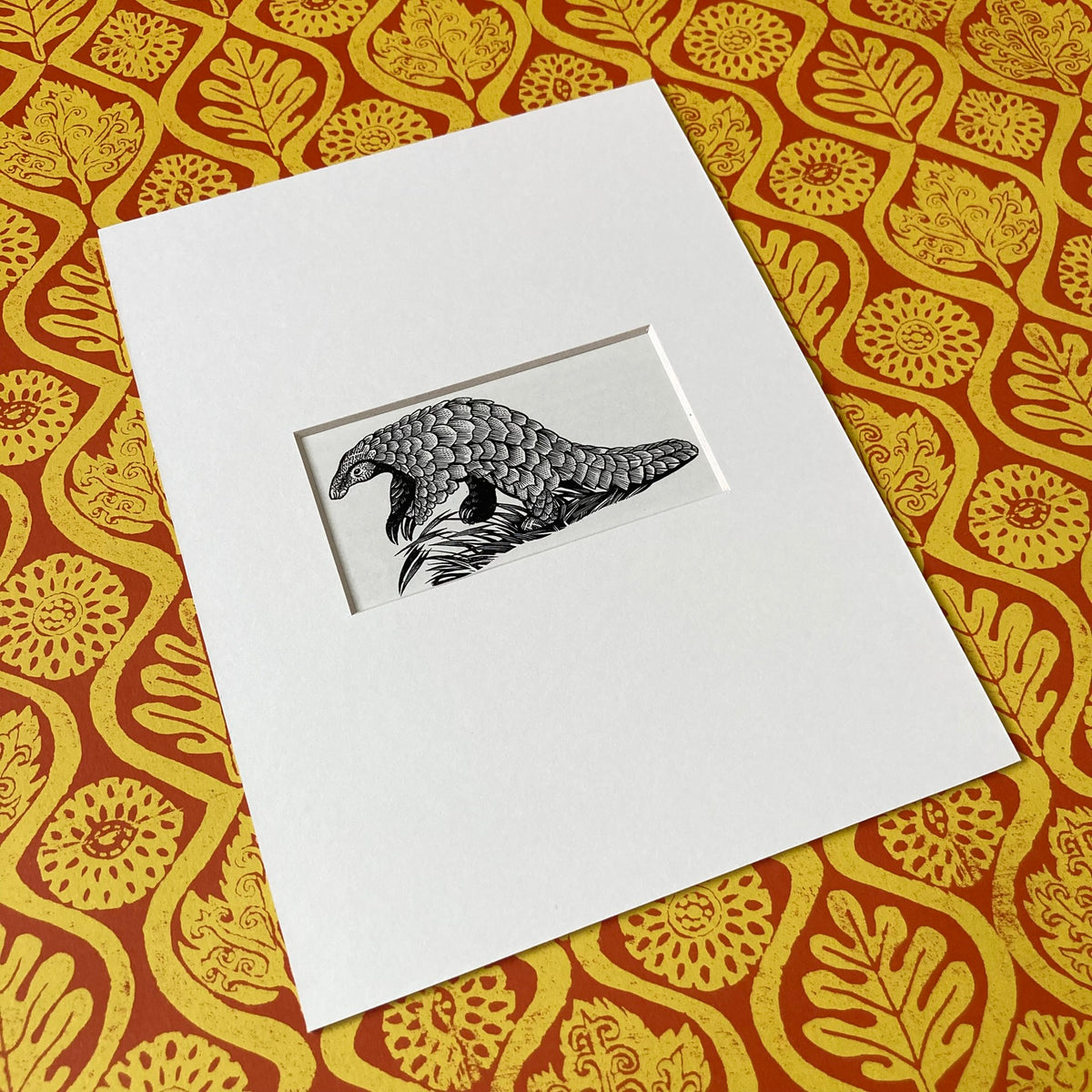 1960s Pangolin Mounted Print ~ 8 x 6"