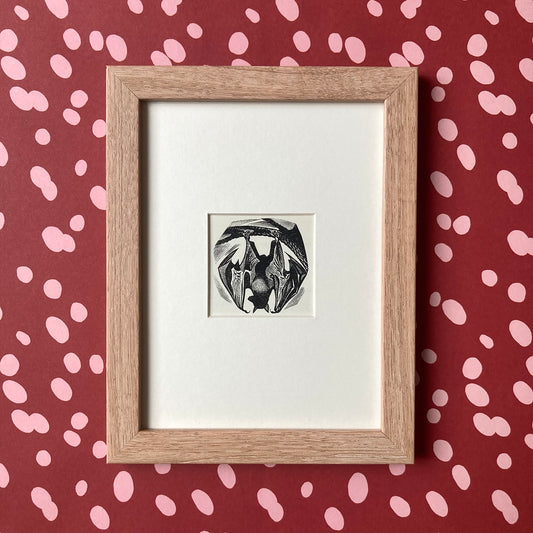 1960s Hanging Bat Mounted Print ~ 8 x 6"