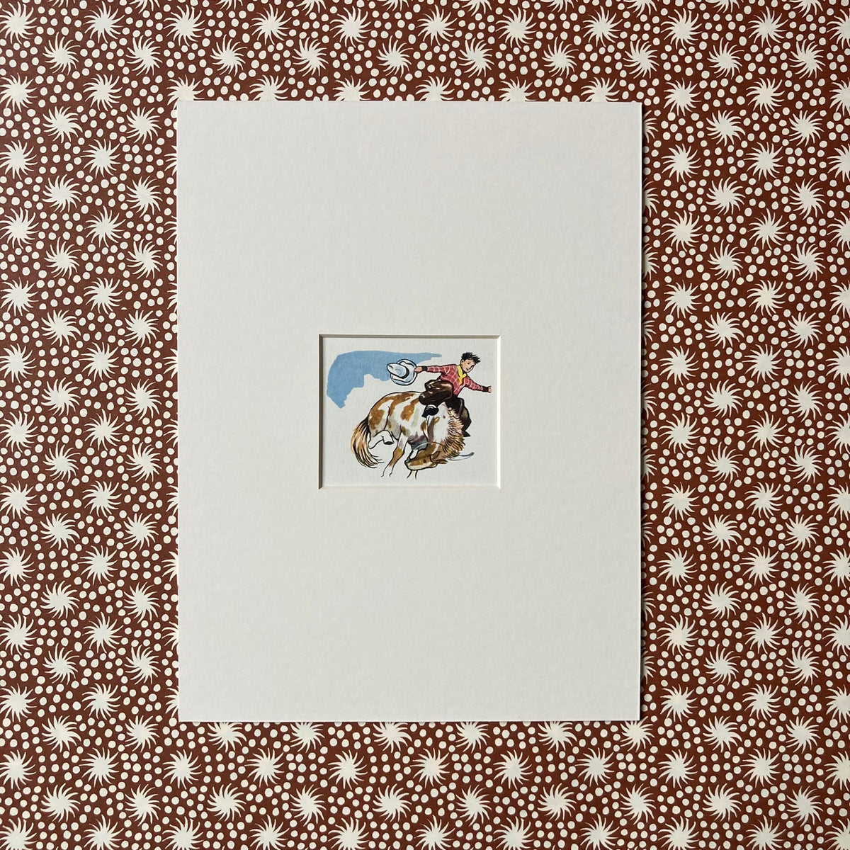 1950s Rodeo Cowboy Mounted Print ~ 8 x 6"