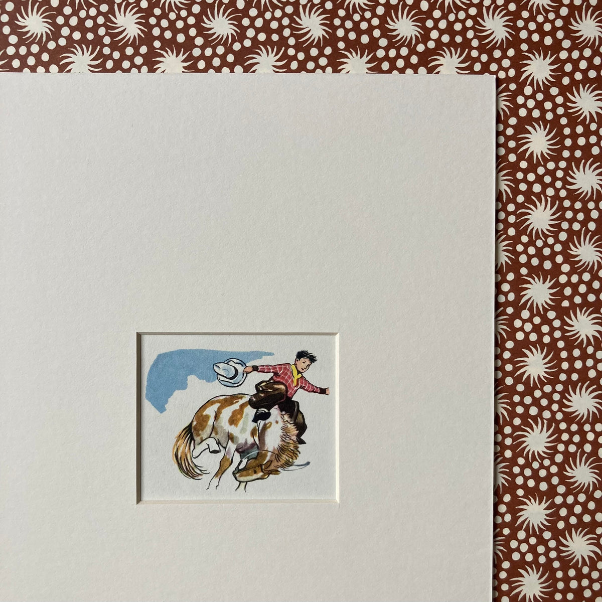 1950s Rodeo Cowboy Mounted Print ~ 8 x 6"