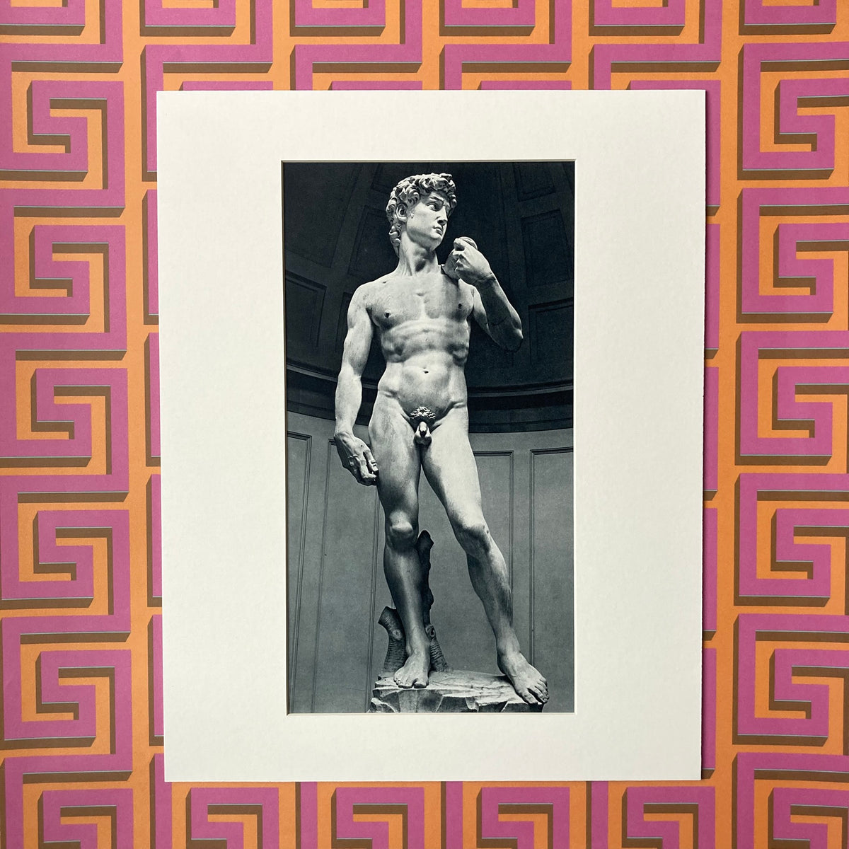1960s Michelangelo's David Mounted Print ~ 11 x 14"