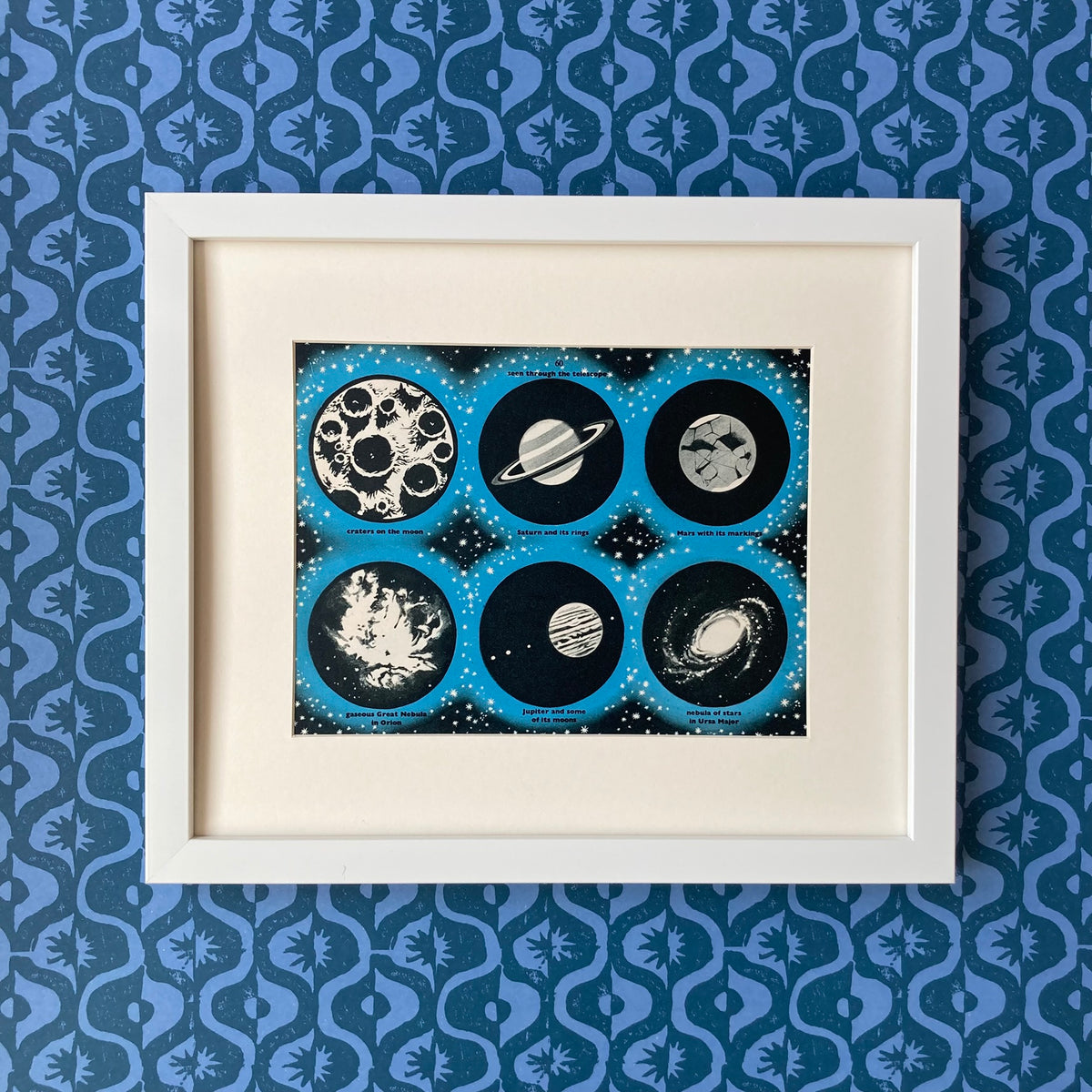 1950s Space Through a Telescope Mounted Print ~ 10 x 12"