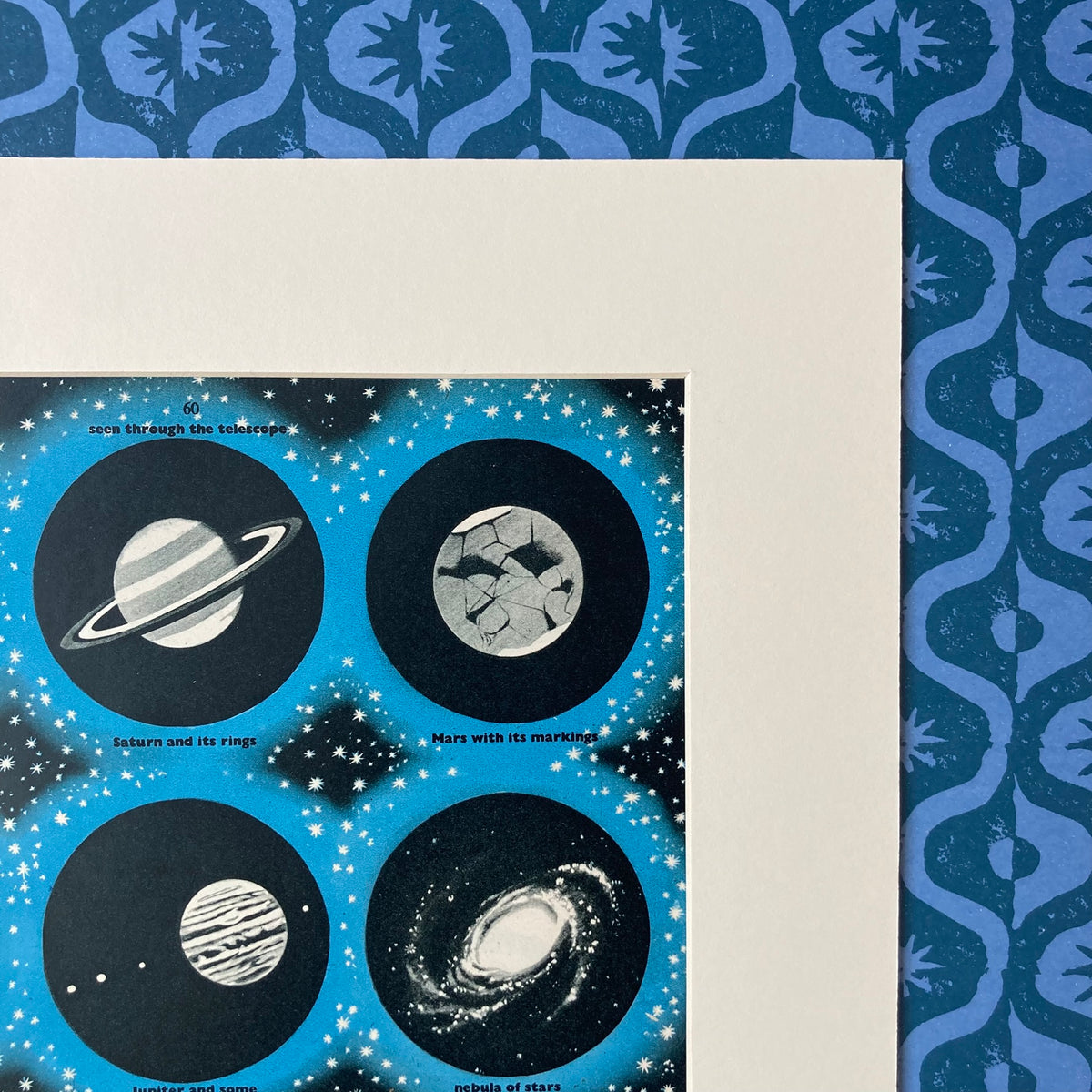 1950s Space Through a Telescope Mounted Print ~ 10 x 12"