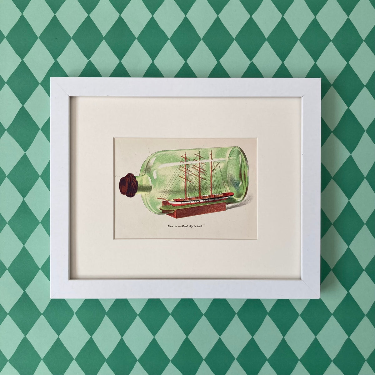 1940s Ship in a Bottle Mounted Print ~ 8 x 10"