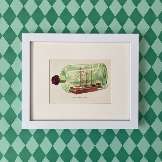 1940s Ship in a Bottle Mounted Print ~ 8 x 10"