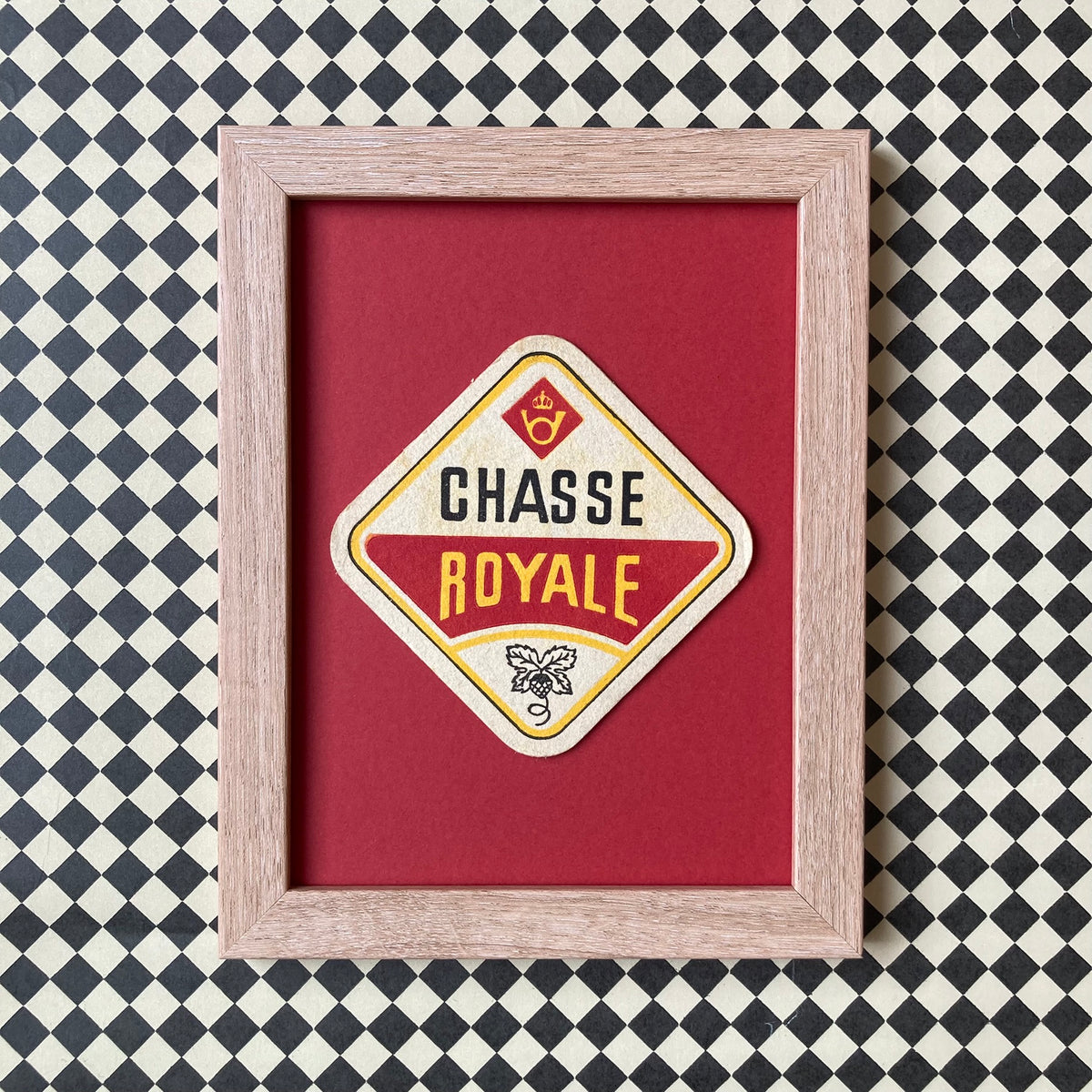 Vintage Chasse Royale Mounted Drinks Mat ~ 8 x 6"