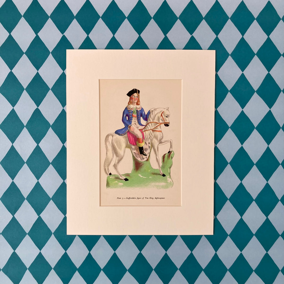 1940s Staffordshire Pottery Mounted Print ~ 8 x 10"