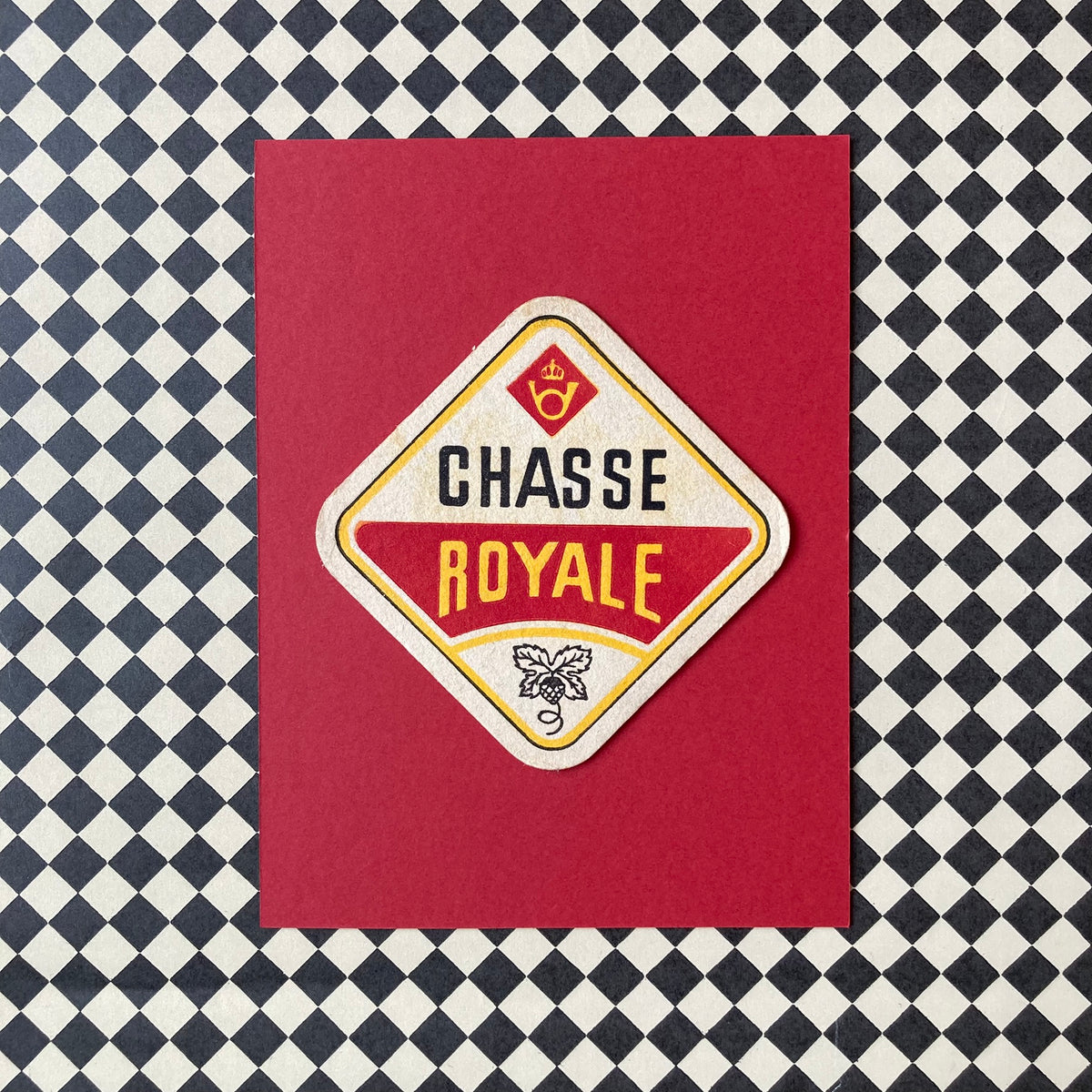 Vintage Chasse Royale Mounted Drinks Mat ~ 8 x 6"