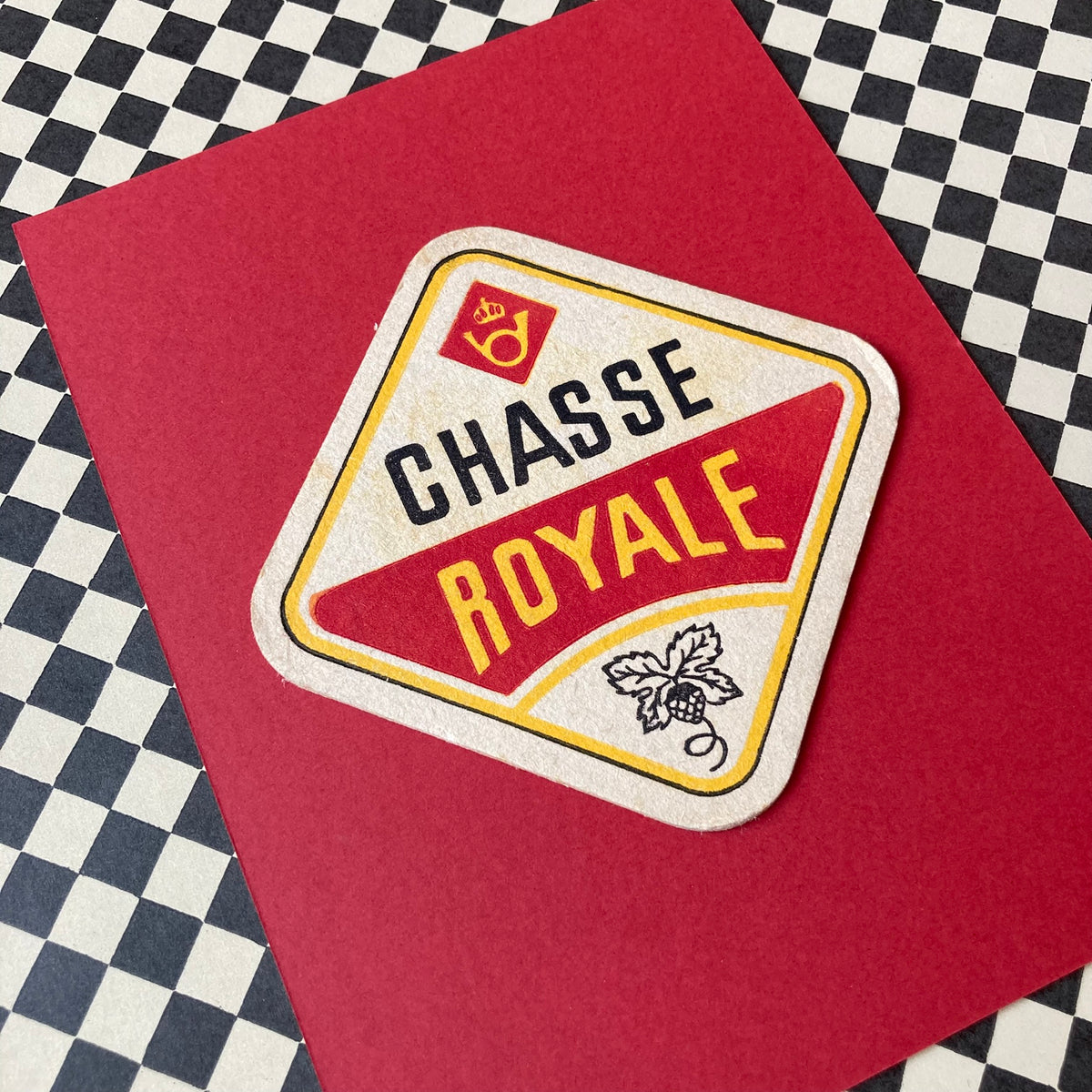 Vintage Chasse Royale Mounted Drinks Mat ~ 8 x 6"