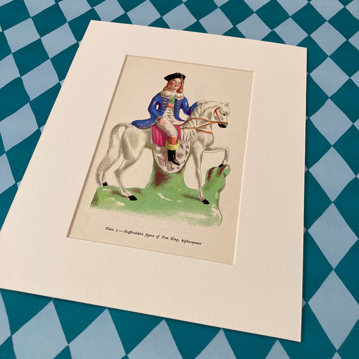 1940s Staffordshire Pottery Mounted Print ~ 8 x 10"