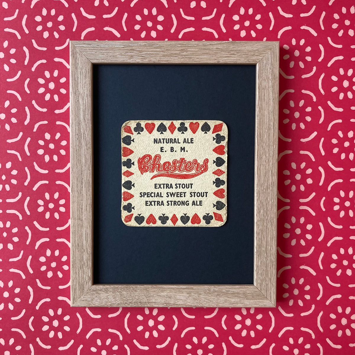 Vintage Chester's Ale Mounted Drinks Mat ~ 8 x 6"