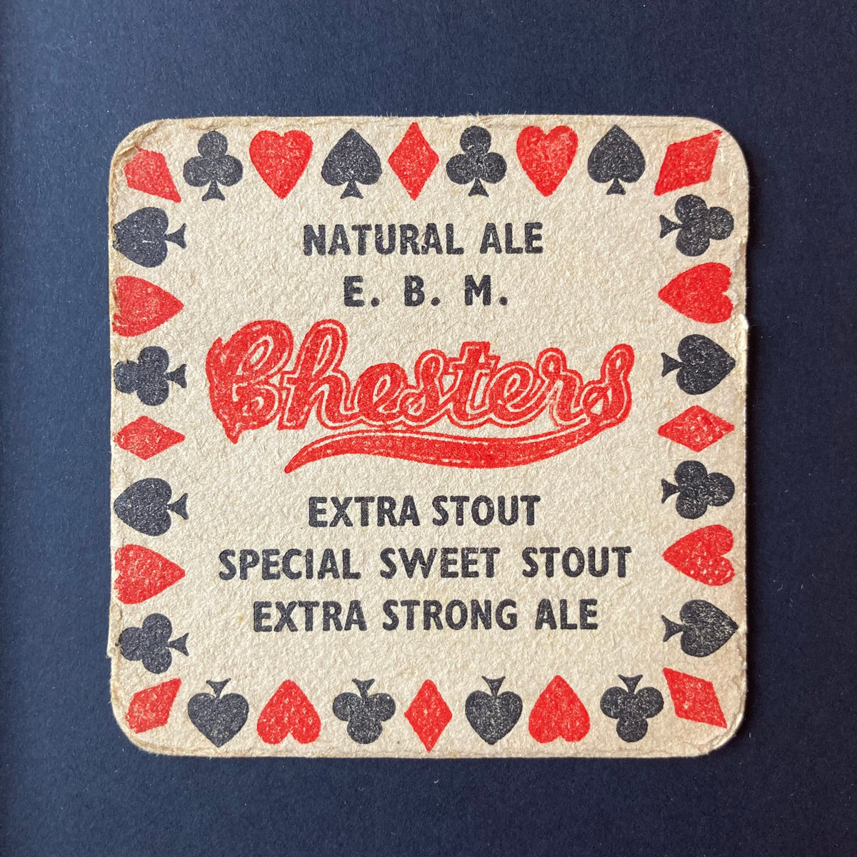 Vintage Chester's Ale Mounted Drinks Mat ~ 8 x 6"