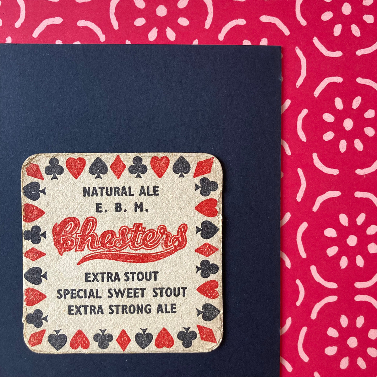 Vintage Chester's Ale Mounted Drinks Mat ~ 8 x 6"