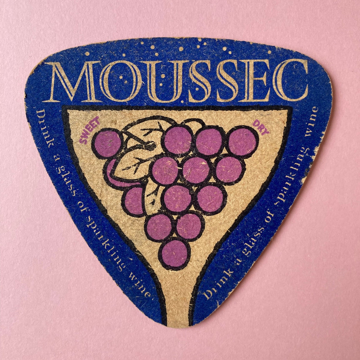 Vintage Moussec Mounted Drinks Mat ~ 8 x 6"