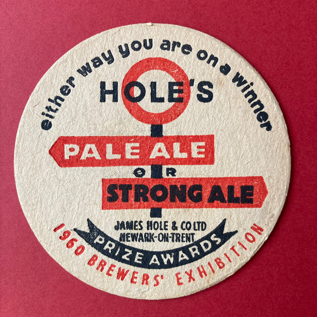 Vintage Hole's Ale Mounted Drinks Mat ~ 8 x 6"