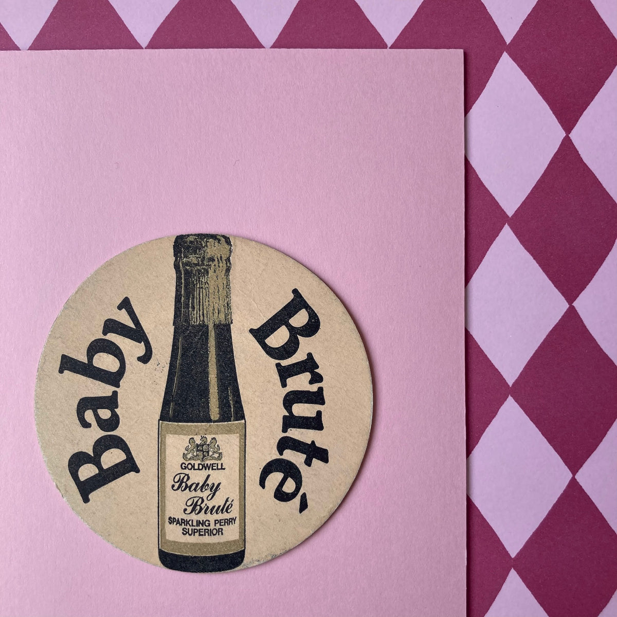 Vintage Baby Brute Mounted Drinks Mat ~ 8 x 6"