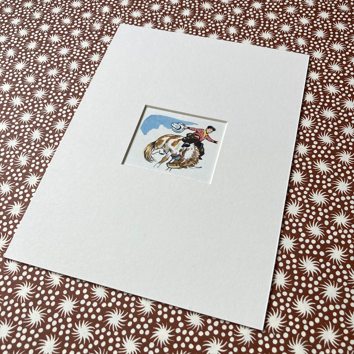 1950s Rodeo Cowboy Mounted Print ~ 8 x 6"