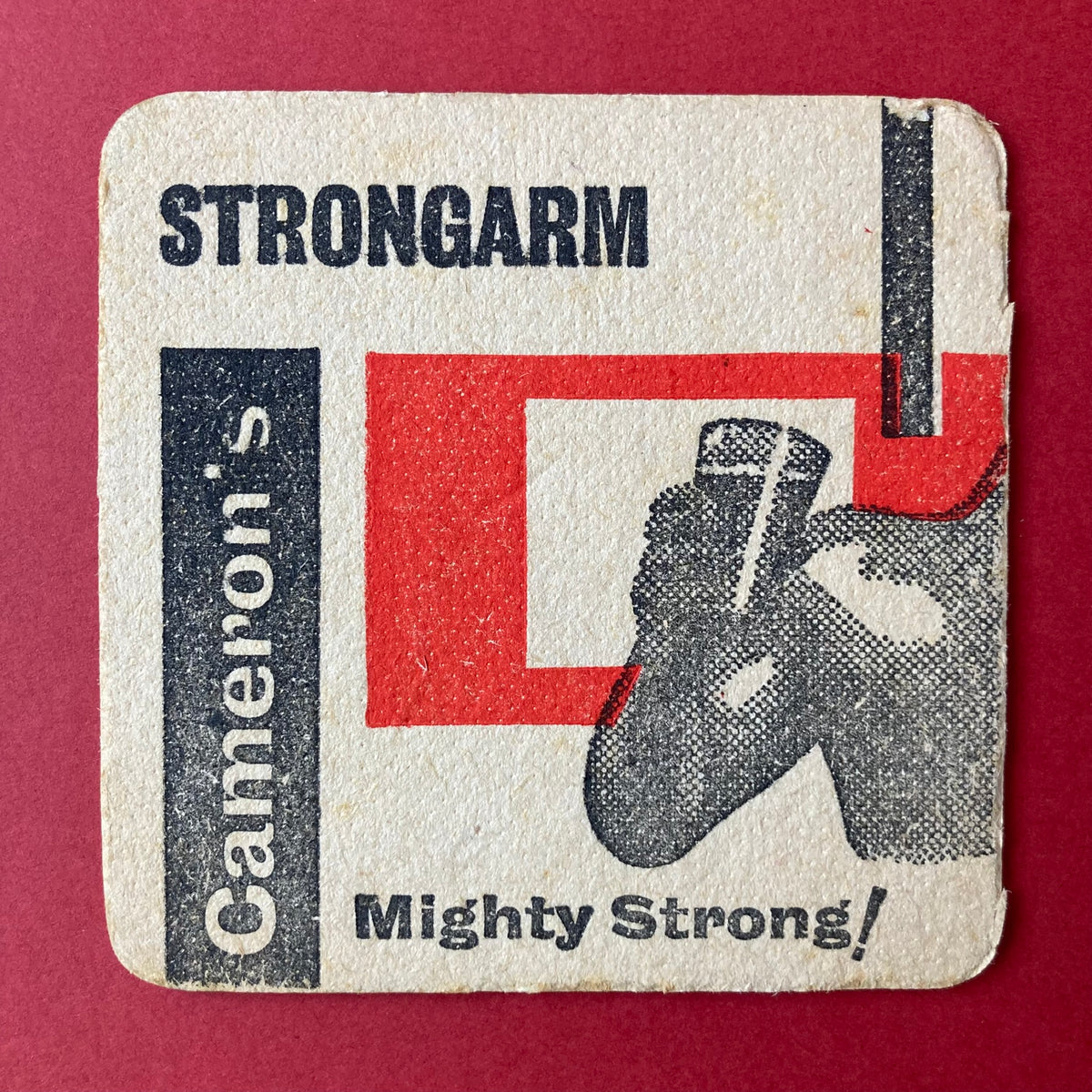 Vintage Strongarm Ale Mounted Drinks Mat ~ 8 x 6"