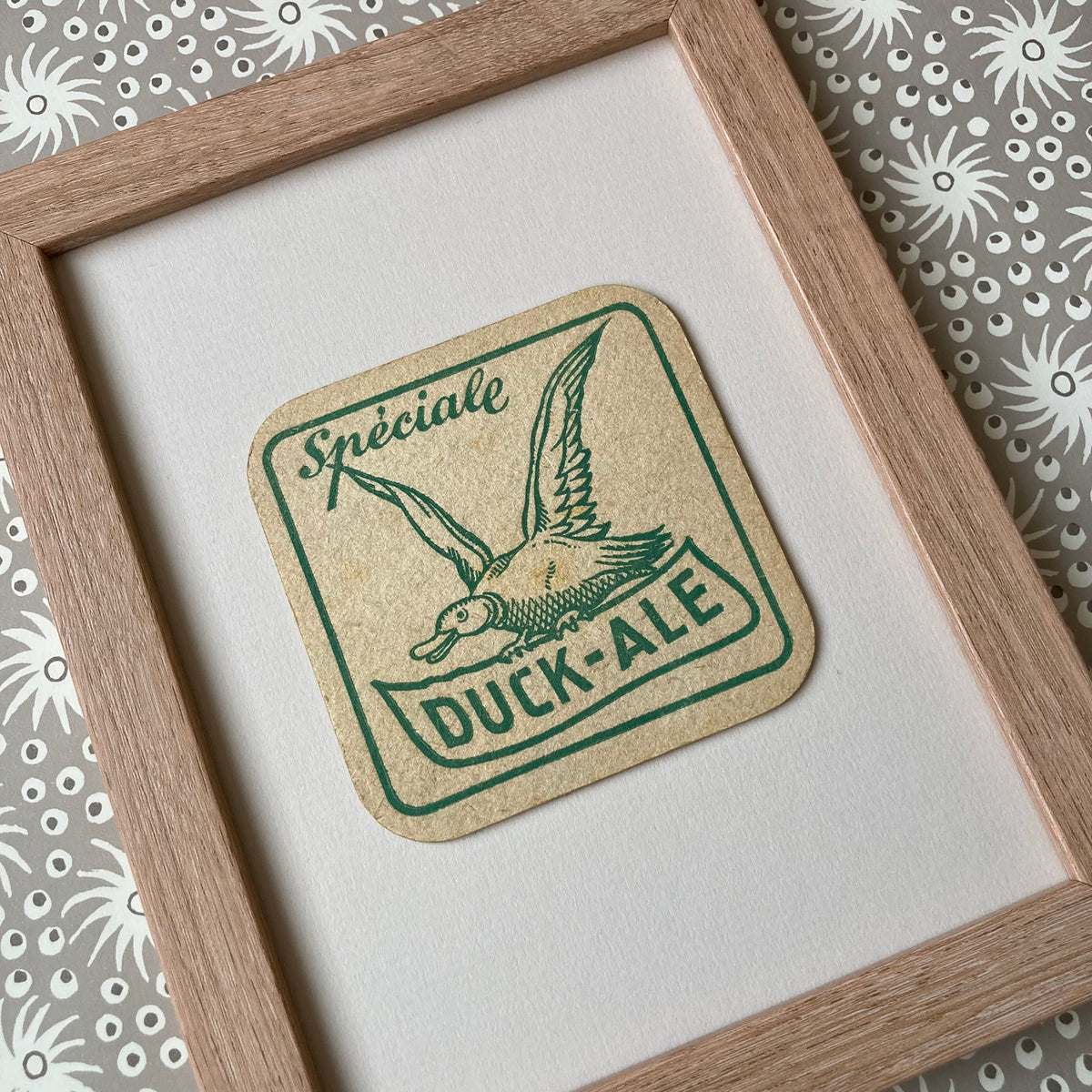 Vintage Duck Ale Mounted Drinks Mat ~ 8 x 6"