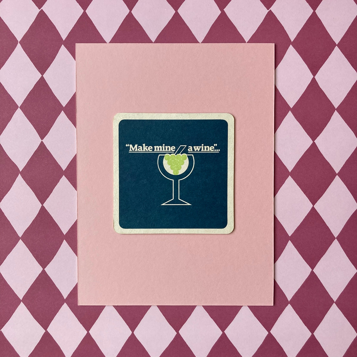 Vintage Saccone & Speed Mounted Drinks Mat ~ 8 x 6"
