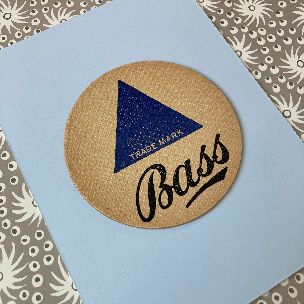 Vintage Bass Ale Mounted Drinks Mat ~ 8 x 6"