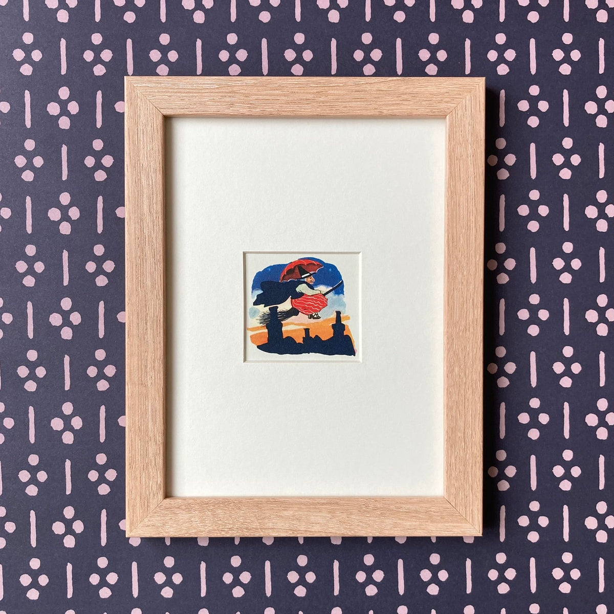 1950s Flying Witch Mounted Print ~ 8 x 6"