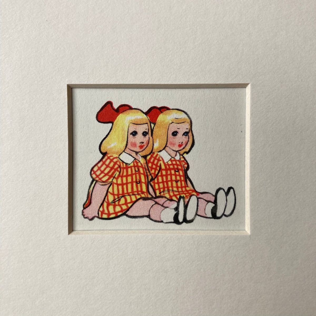 1950s Twin Dolls Mounted Print ~ 8 x 6"