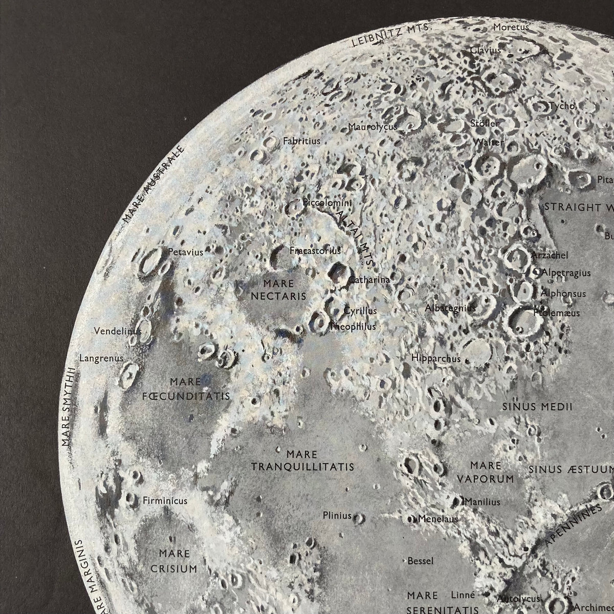 1960s Moon Crater Mounted Print ~ 11 x 14"
