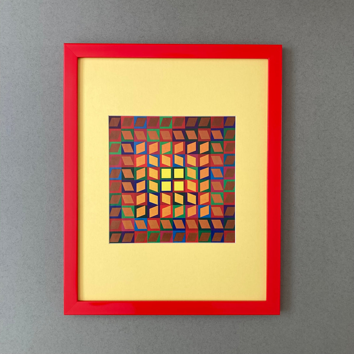 1980s Victor Vasarely Aran Mounted Print ~ 11 x 14"
