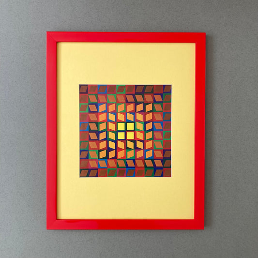 1980s Victor Vasarely Aran Mounted Print ~ 11 x 14"