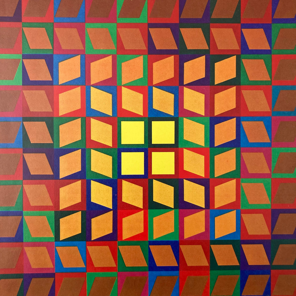 1980s Victor Vasarely Aran Mounted Print ~ 11 x 14"