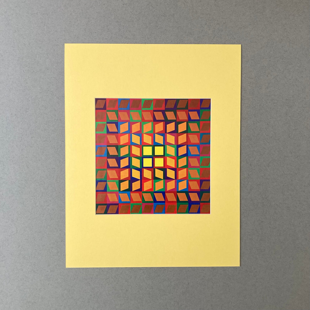 1980s Victor Vasarely Aran Mounted Print ~ 11 x 14"