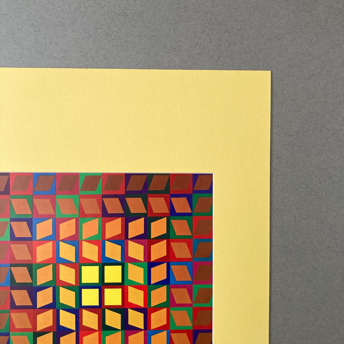1980s Victor Vasarely Aran Mounted Print ~ 11 x 14"