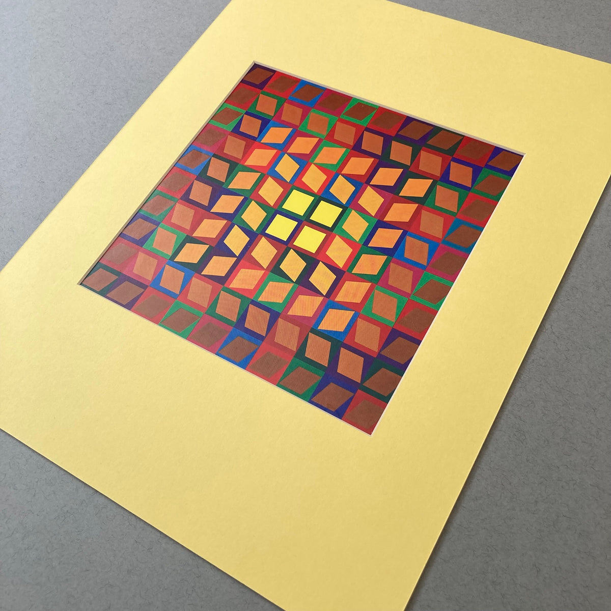 1980s Victor Vasarely Aran Mounted Print ~ 11 x 14"