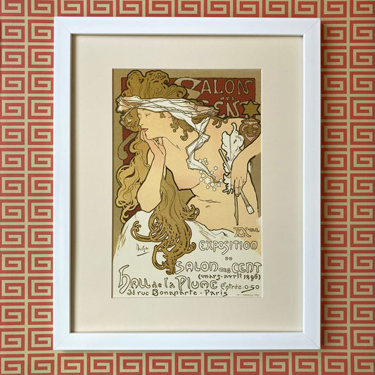 1970s Mucha Salon des Cents Mounted Print ~ 11 x 14"