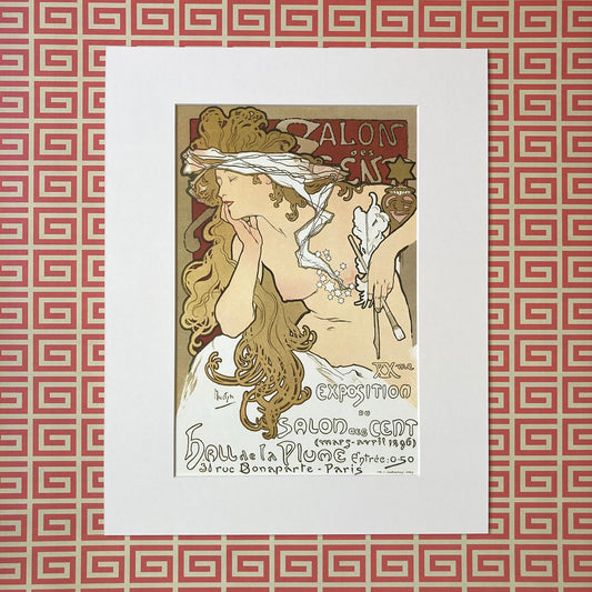 1970s Mucha Salon des Cents Mounted Print ~ 11 x 14"