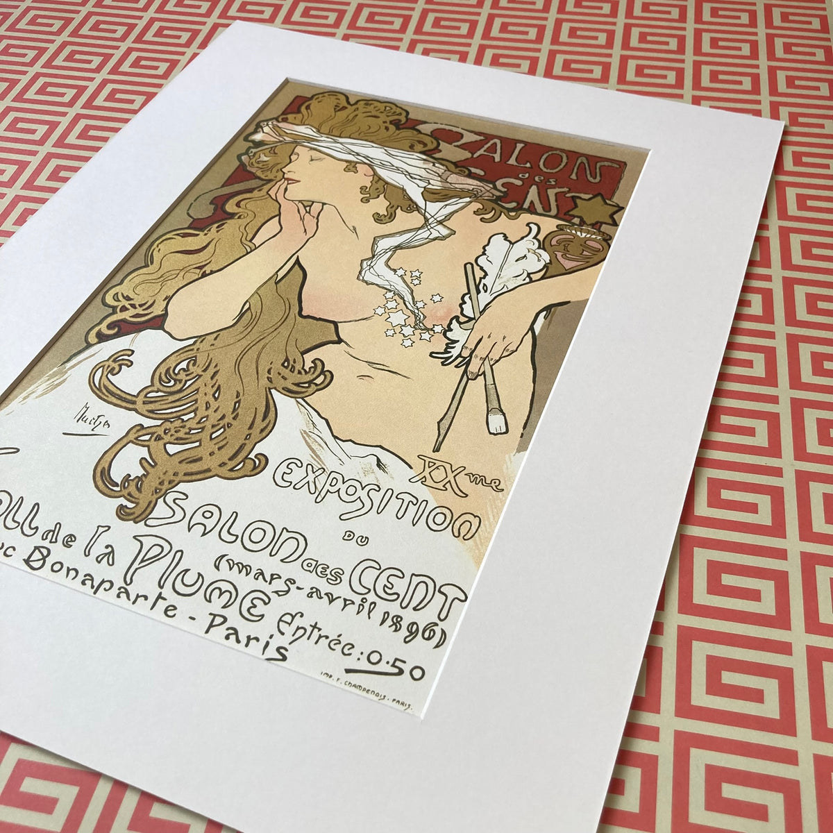 1970s Mucha Salon des Cents Mounted Print ~ 11 x 14"