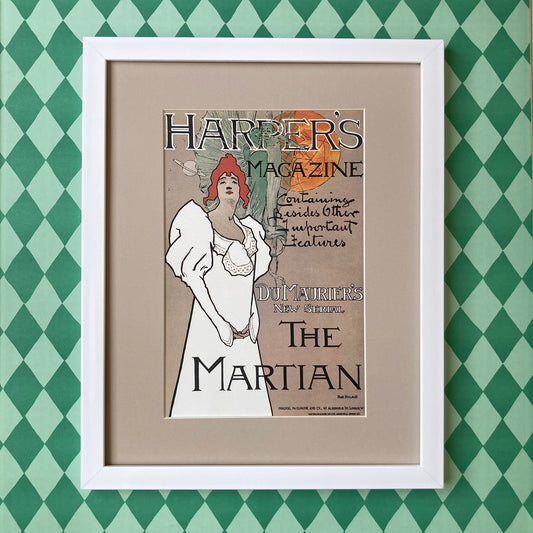 1970s Harper's Magazine Martian Mounted Print ~ 11 x 14"