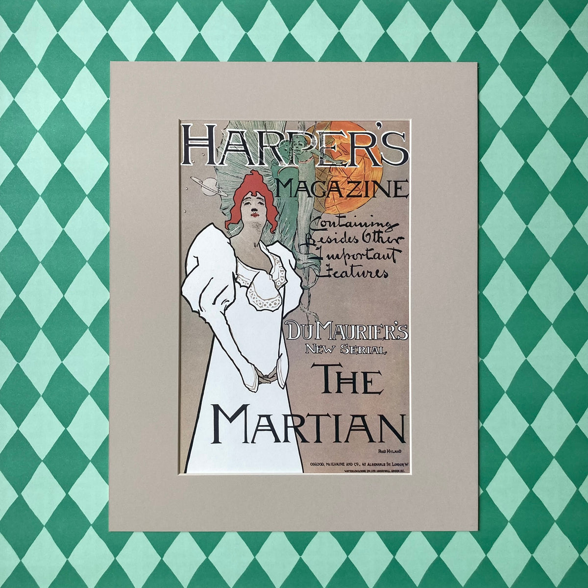 1970s Harper's Magazine Martian Mounted Print ~ 11 x 14"