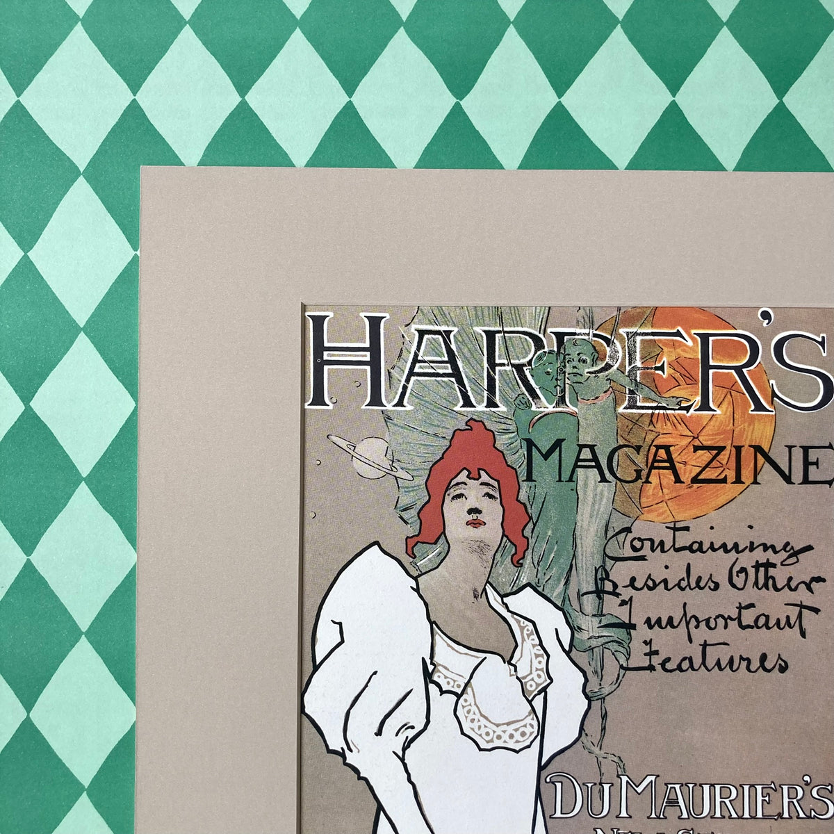 1970s Harper's Magazine Martian Mounted Print ~ 11 x 14"